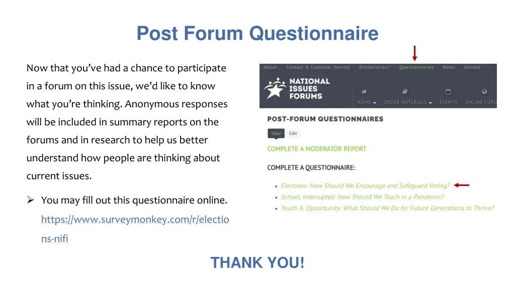 post forum questionnaire