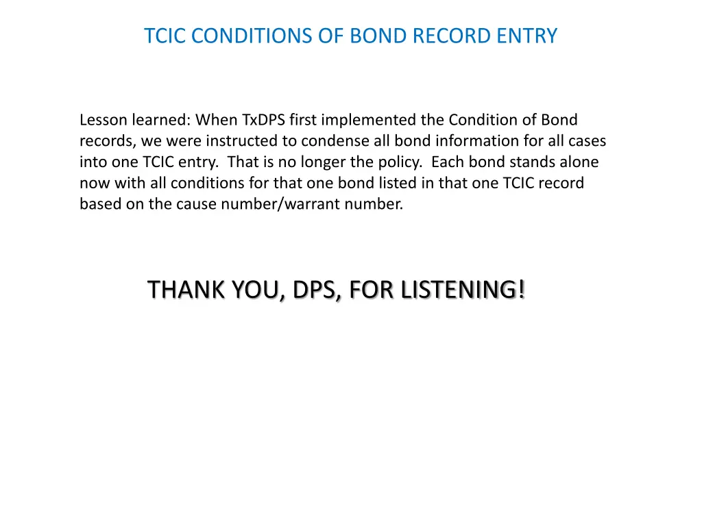 tcic conditions of bond record entry 15