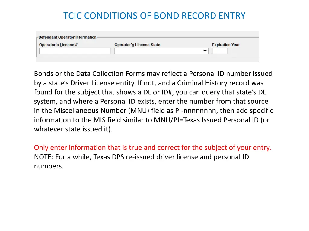 tcic conditions of bond record entry 4