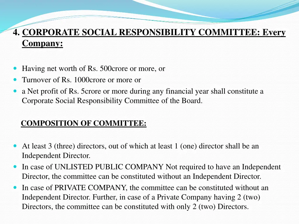 4 corporate social responsibility committee every