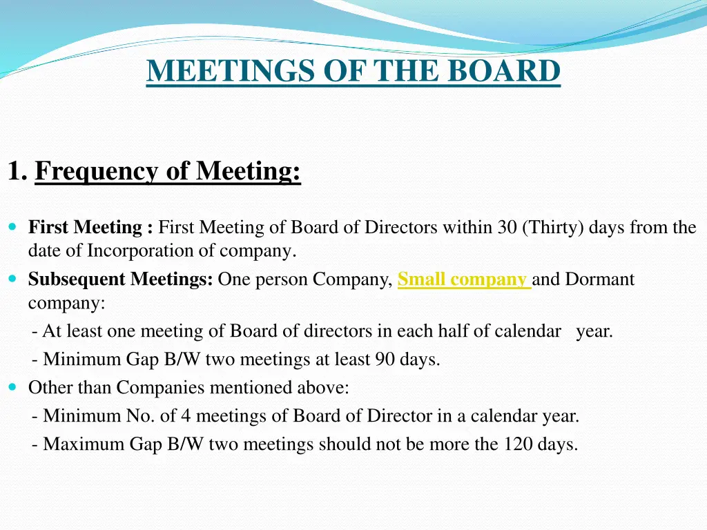 meetings of the board