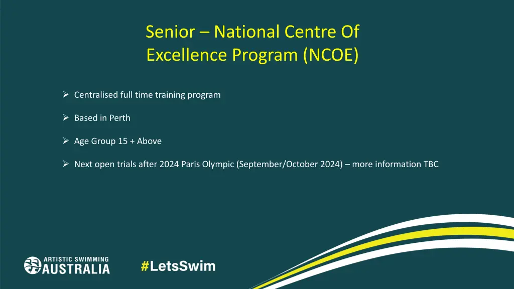 senior national centre of excellence program ncoe