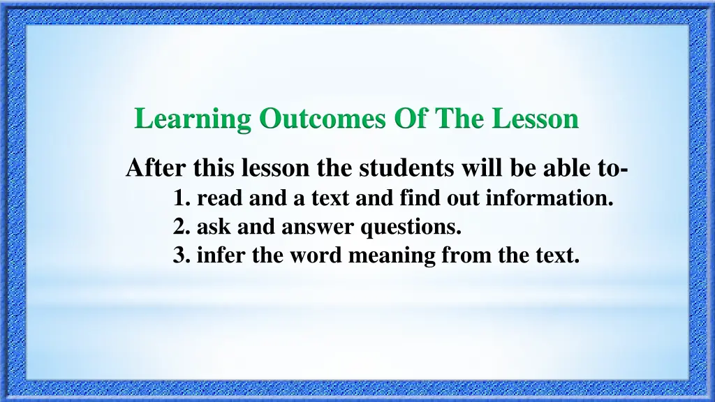 learning outcomes of the lesson