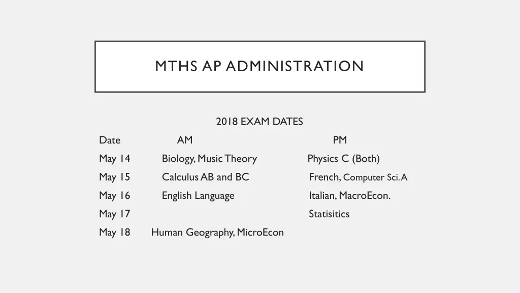 mths ap administration 1