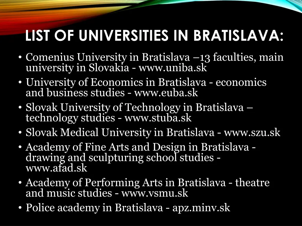 list of universities in bratislava