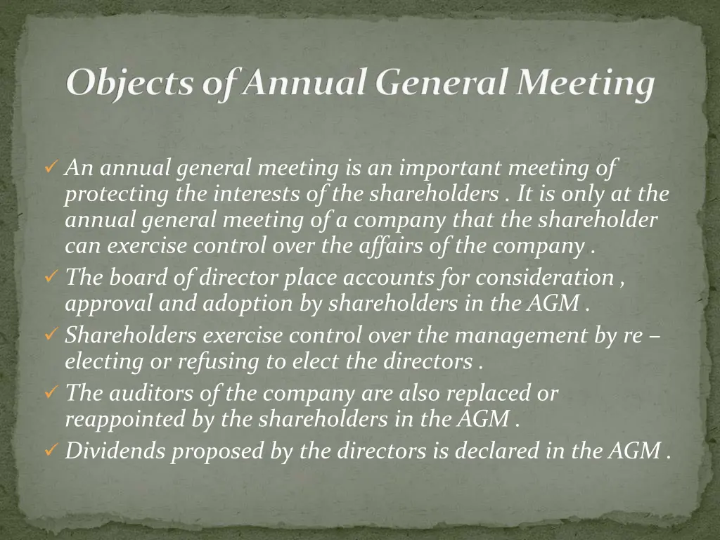 objects of annual general meeting