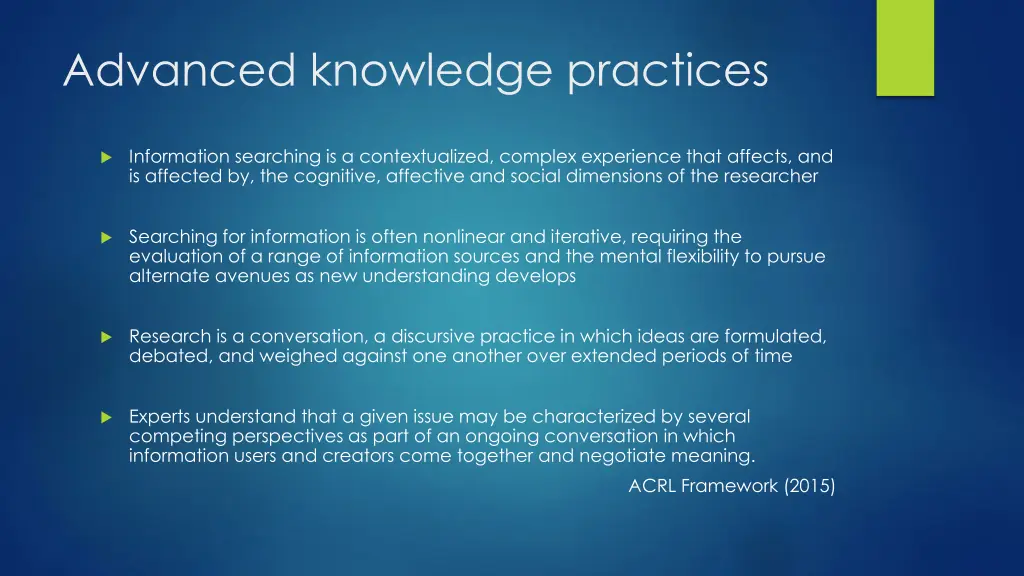 advanced knowledge practices