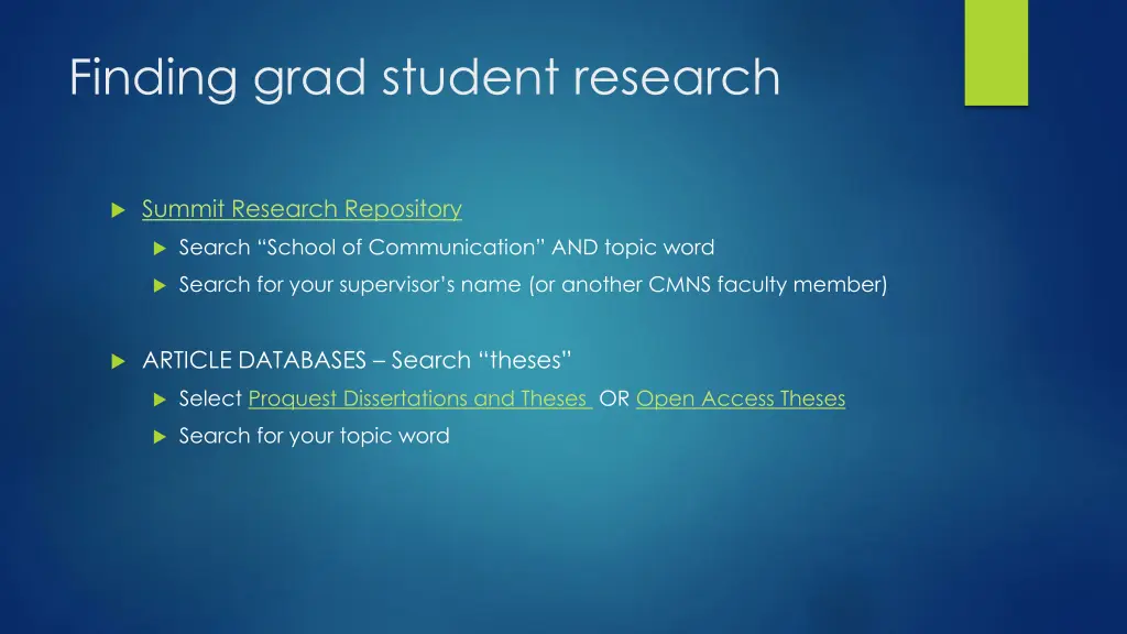 finding grad student research