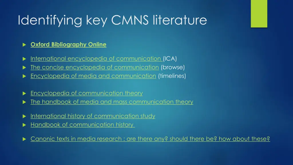 identifying key cmns literature