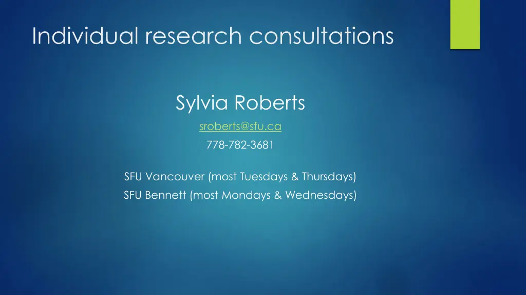 individual research consultations