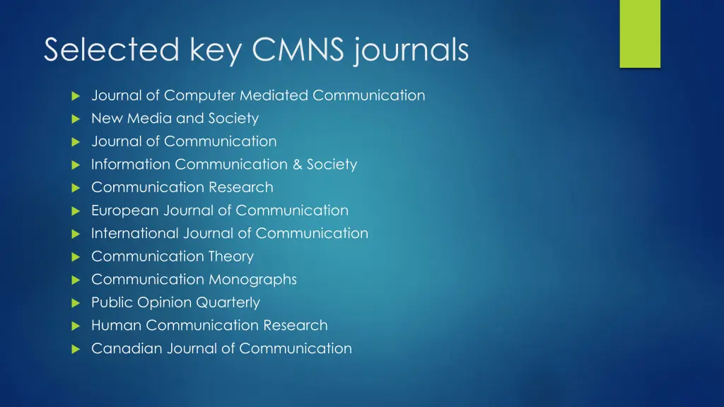 selected key cmns journals