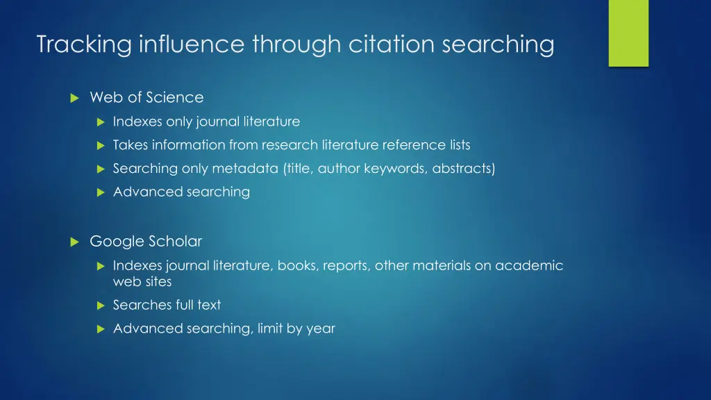 tracking influence through citation searching