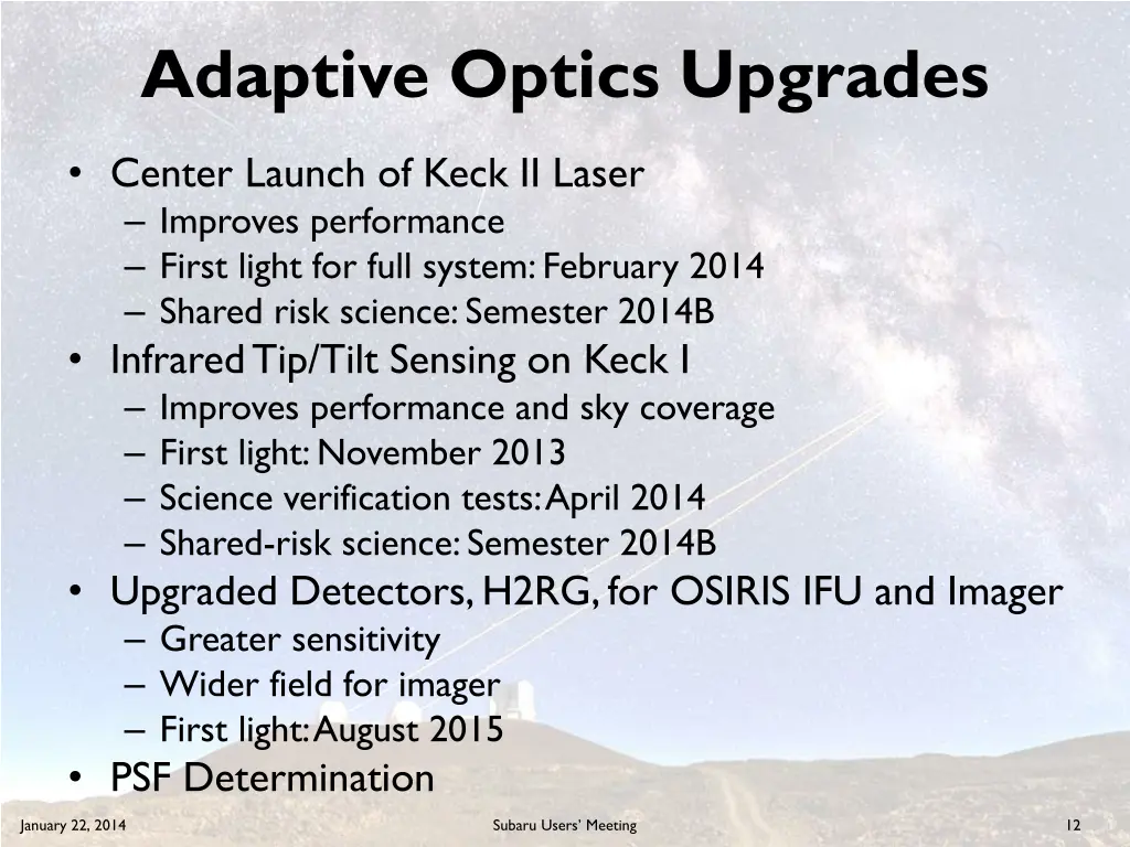 adaptive optics upgrades