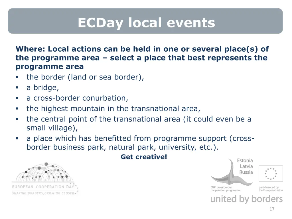 ecday local events 2