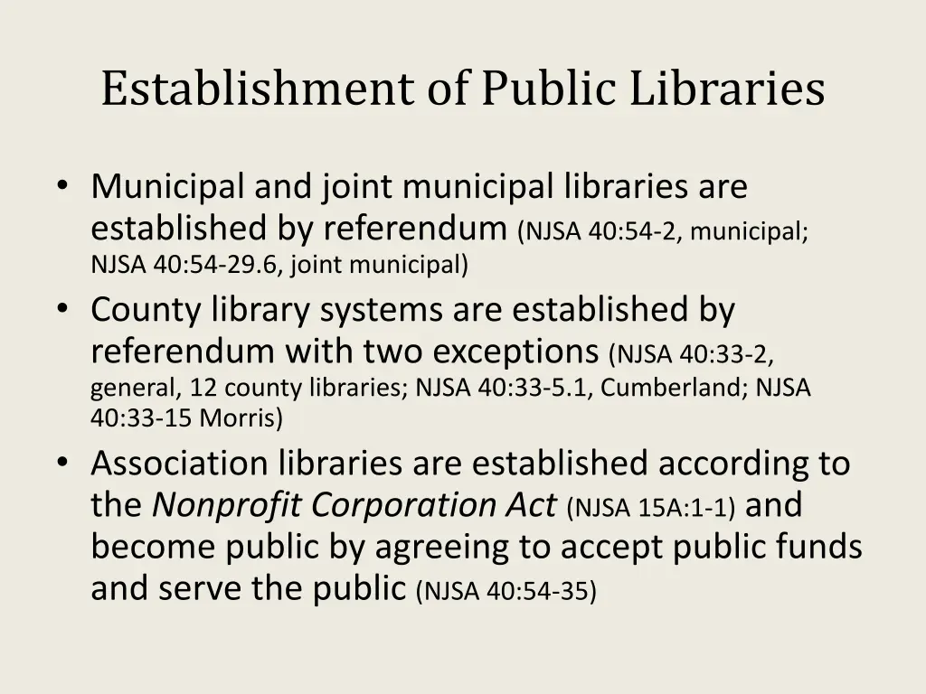 establishment of public libraries