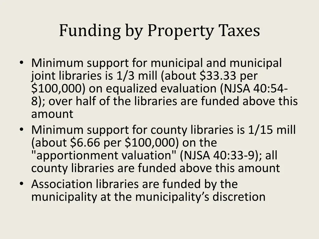 funding by property taxes