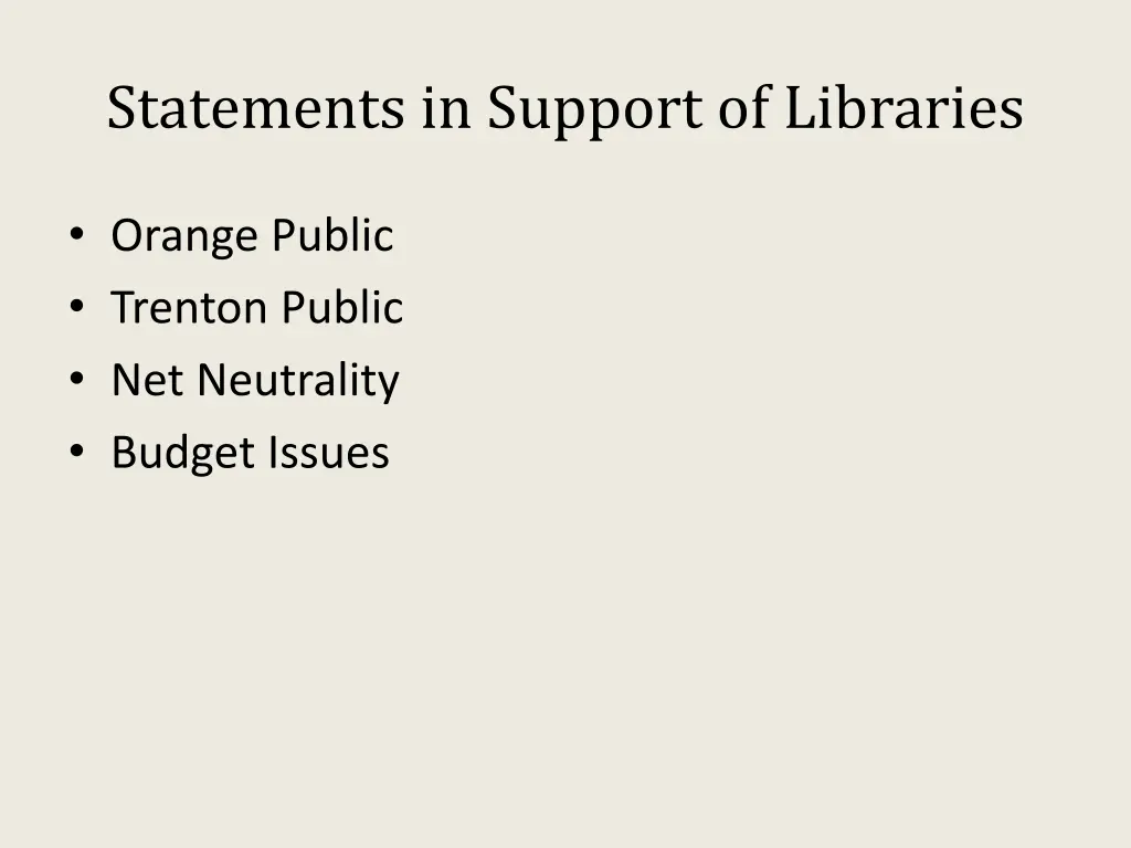 statements in support of libraries