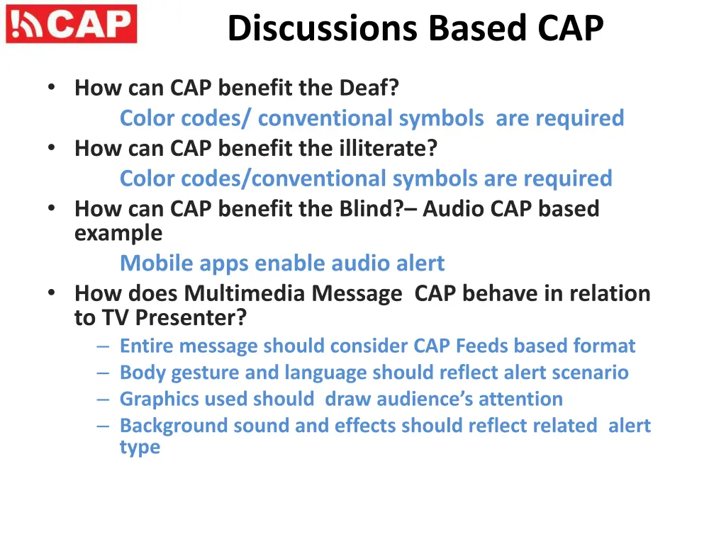 discussions based cap