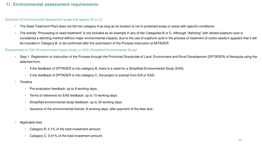 11 environmental assessment requirements