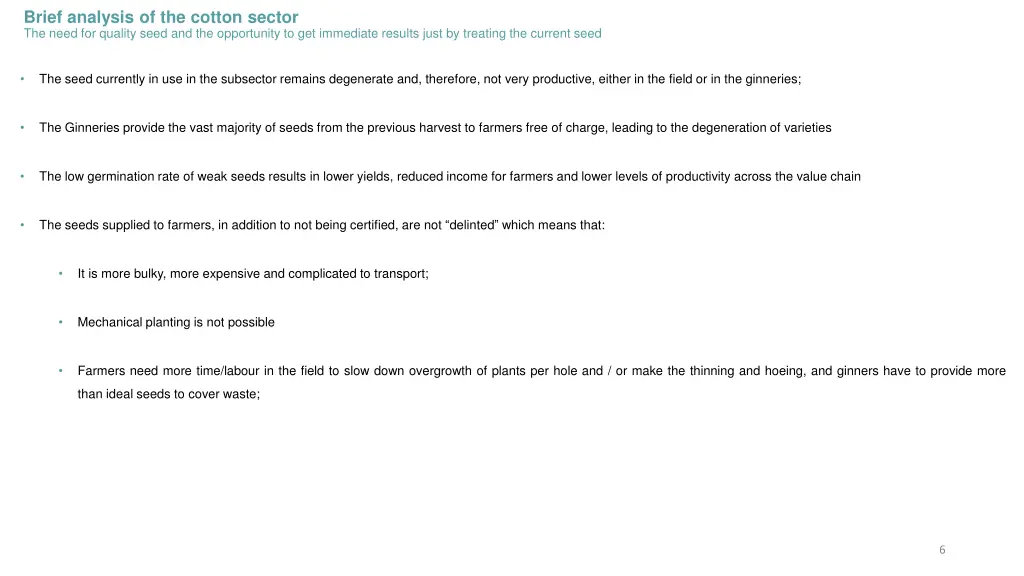 brief analysis of the cotton sector the need