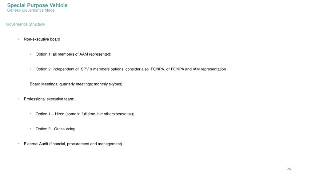 special purpose vehicle general governance model