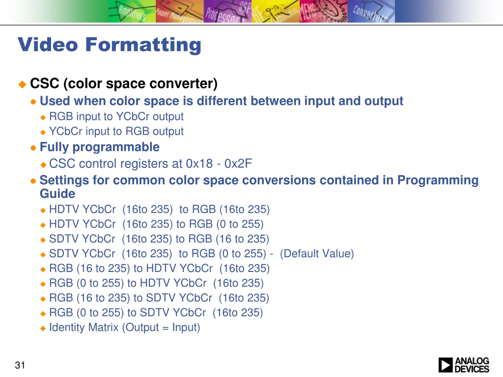 video formatting