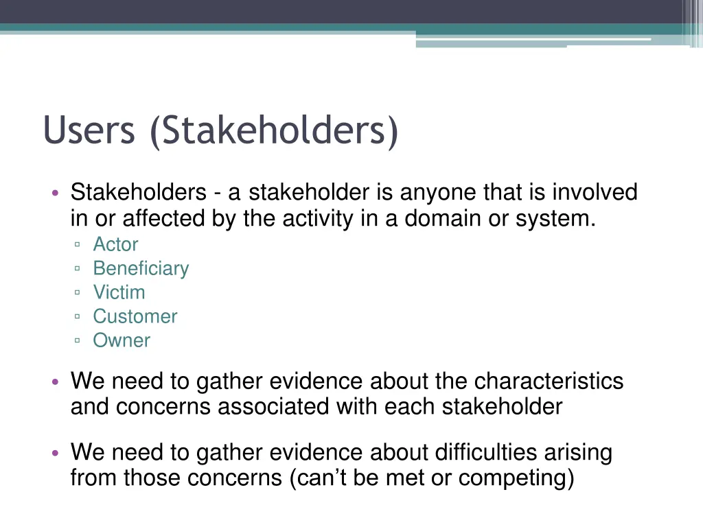 users stakeholders