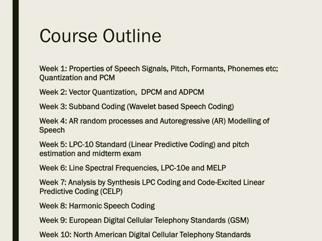 course outline