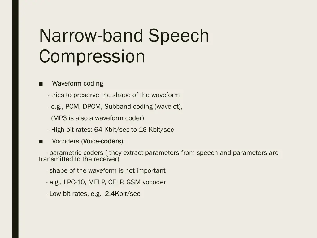 narrow band speech compression 1