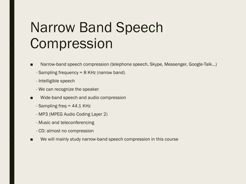 narrow band speech compression