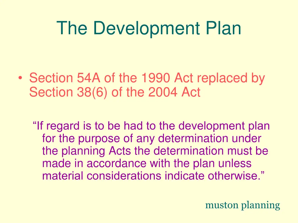 the development plan