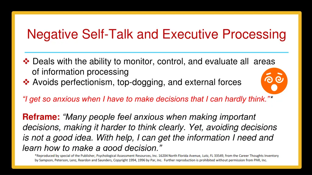 negative self talk and executive processing