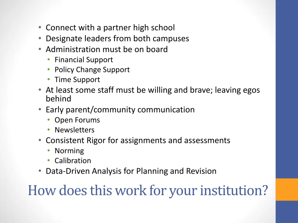 connect with a partner high school designate