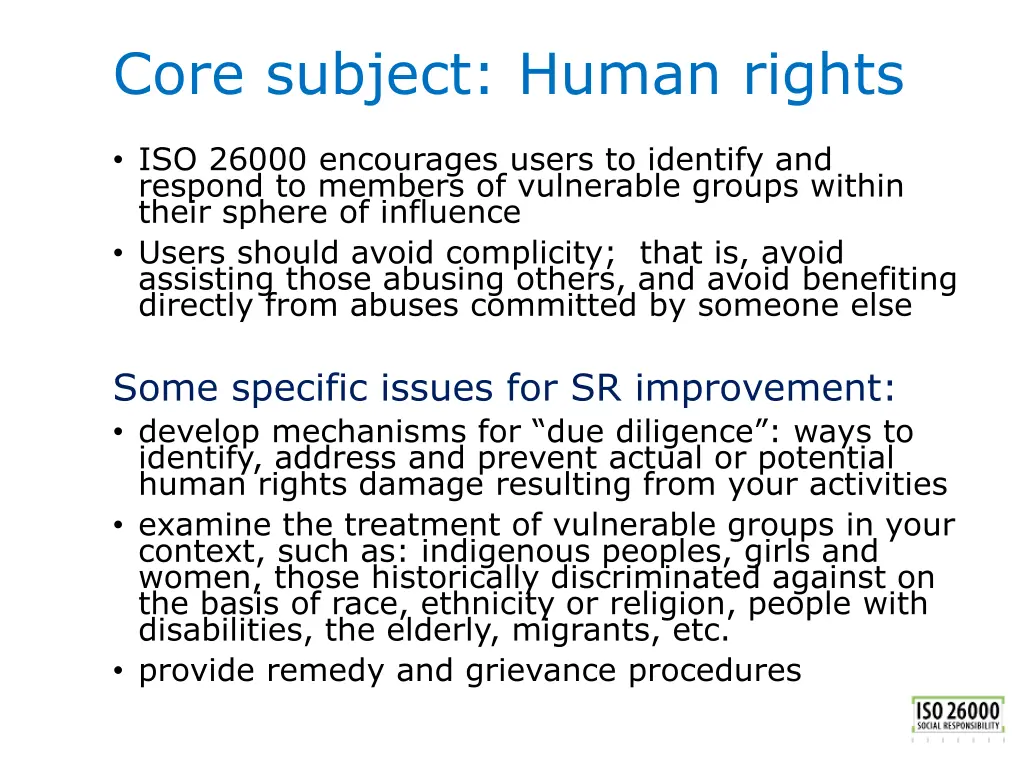 core subject human rights