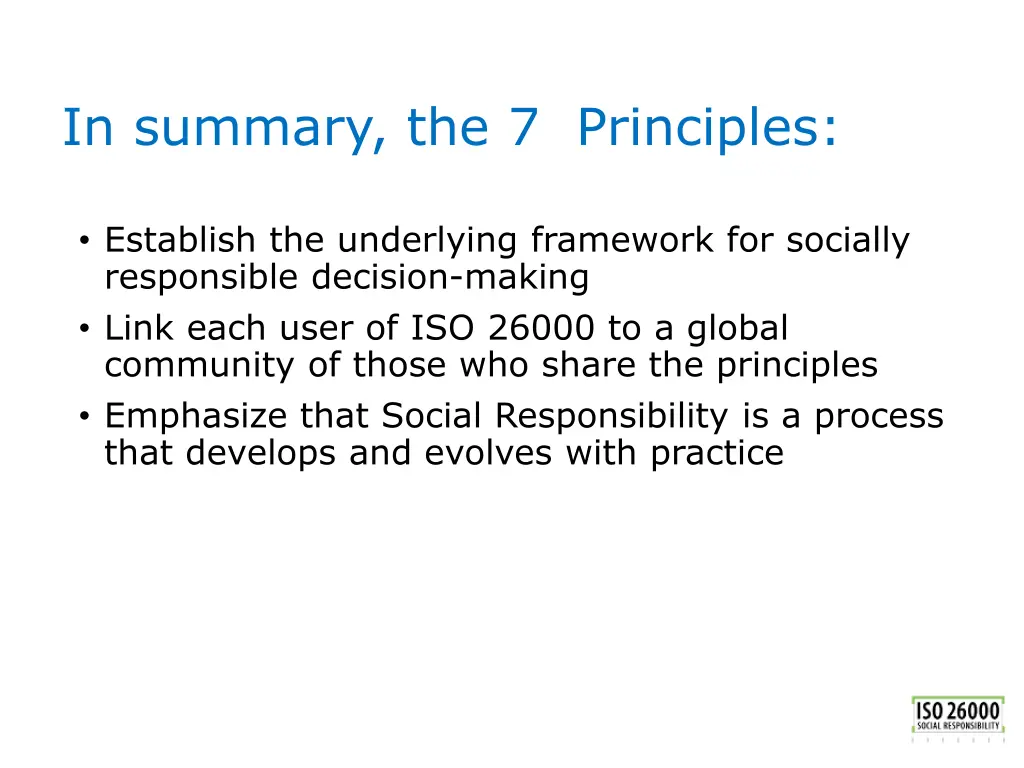 in summary the 7 principles