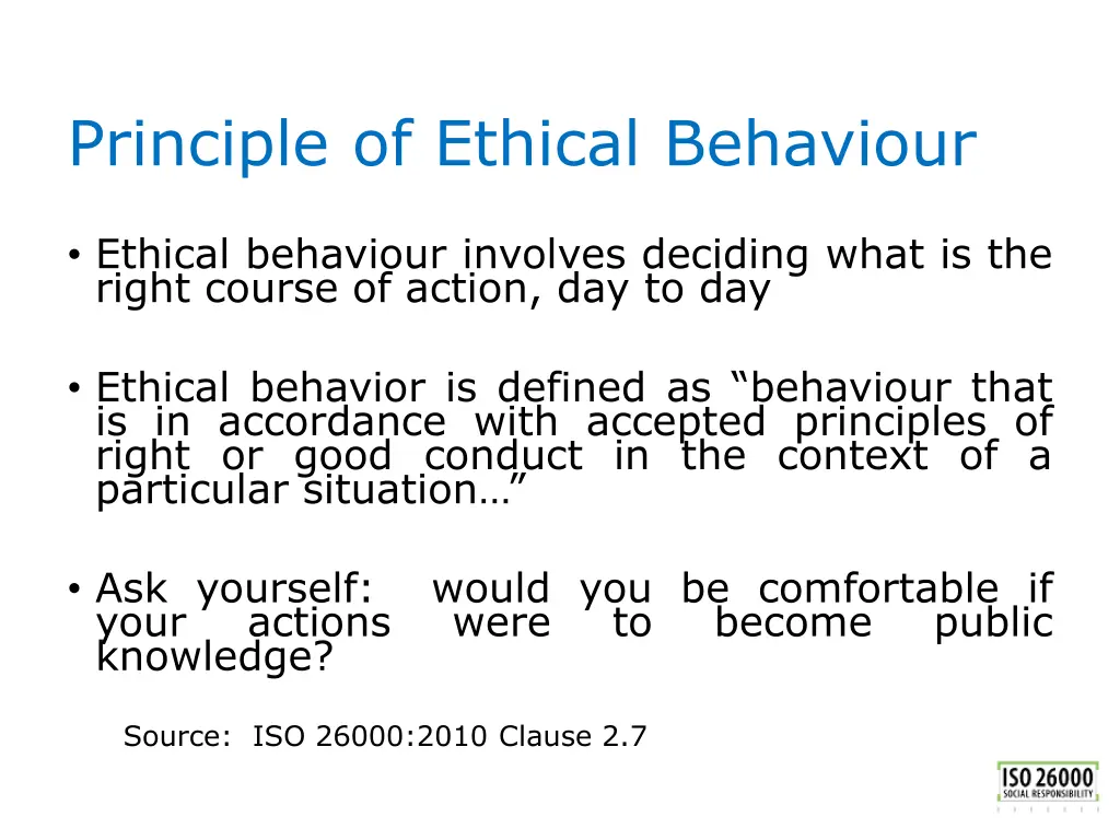 principle of ethical behaviour