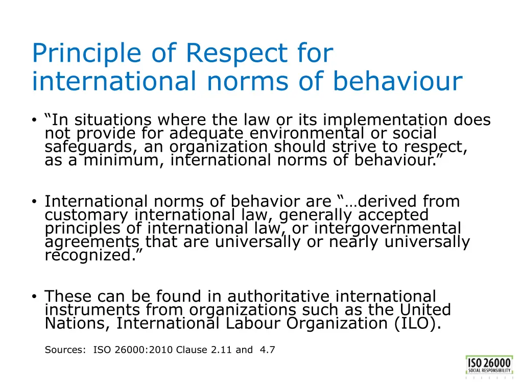 principle of respect for international norms