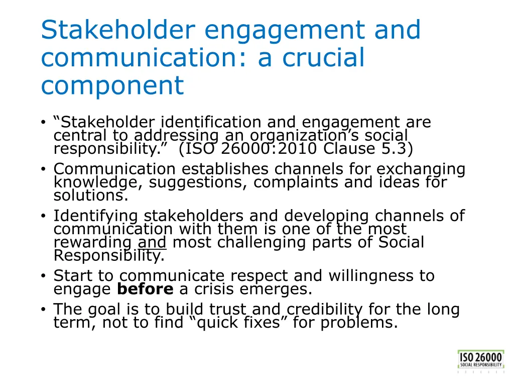 stakeholder engagement and communication