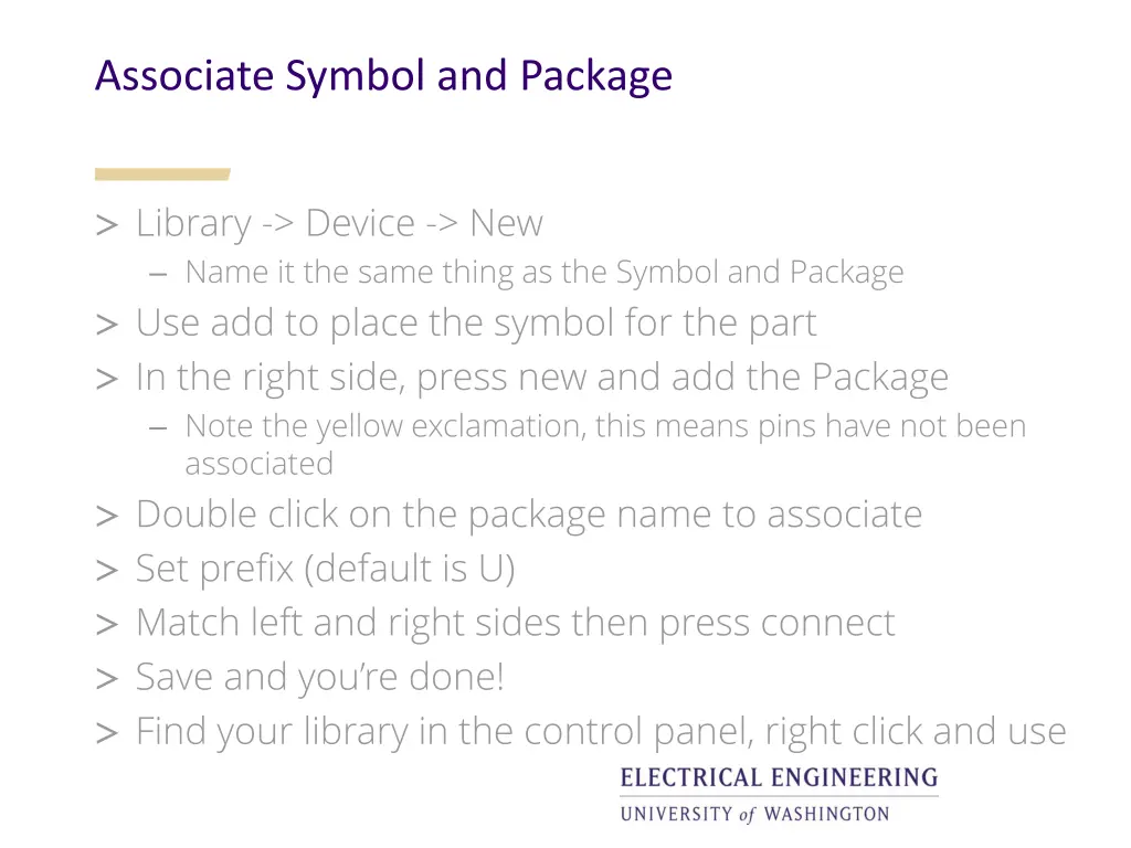 associate symbol and package