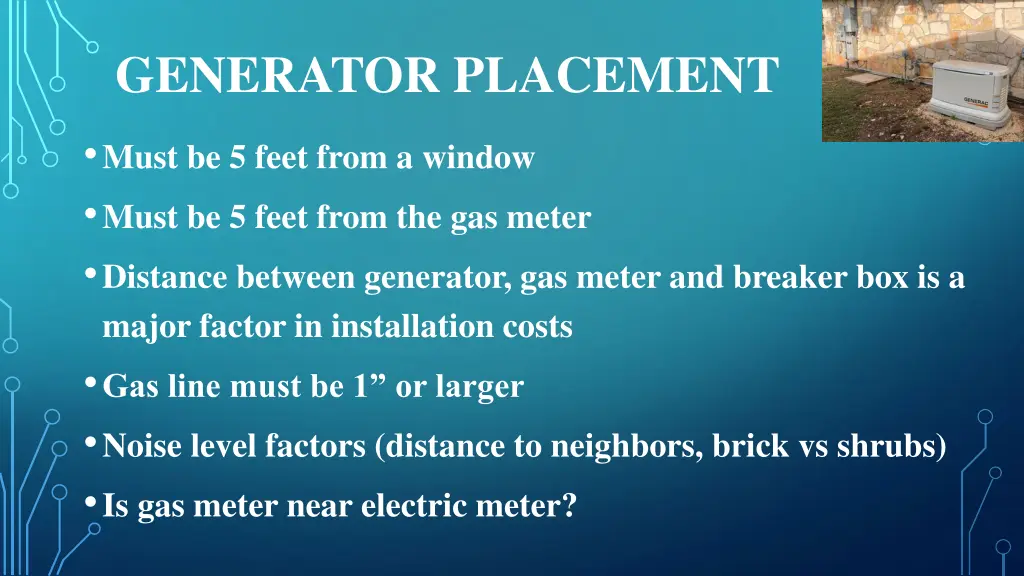 generator placement