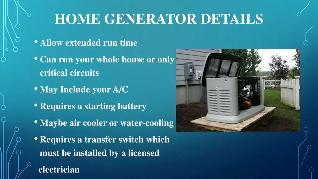 home generator details