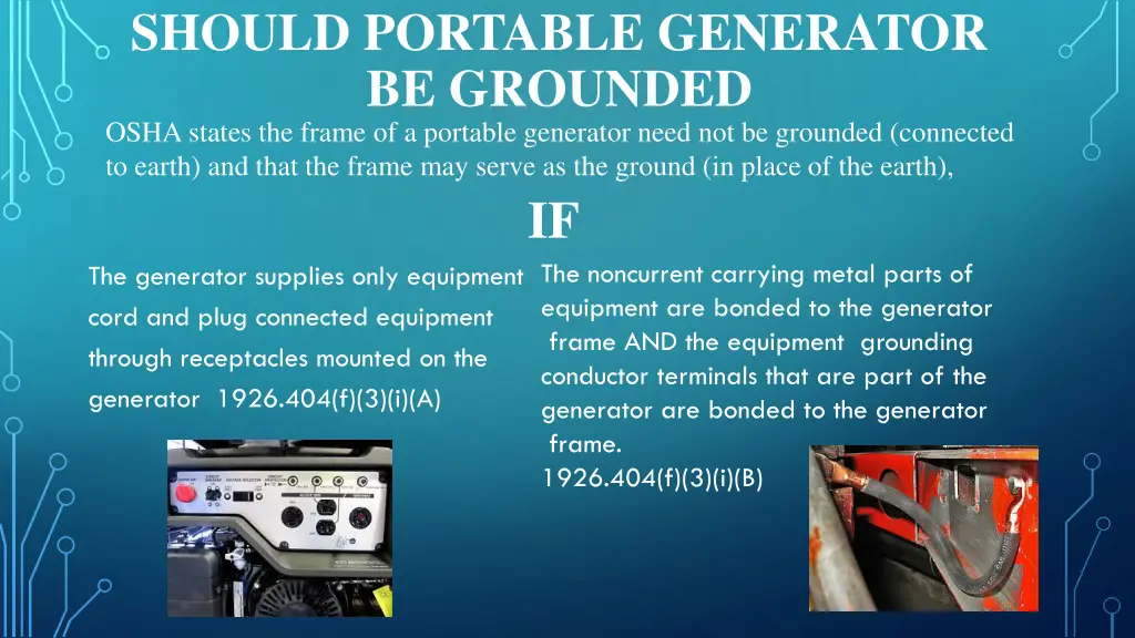 should portable generator be grounded osha states