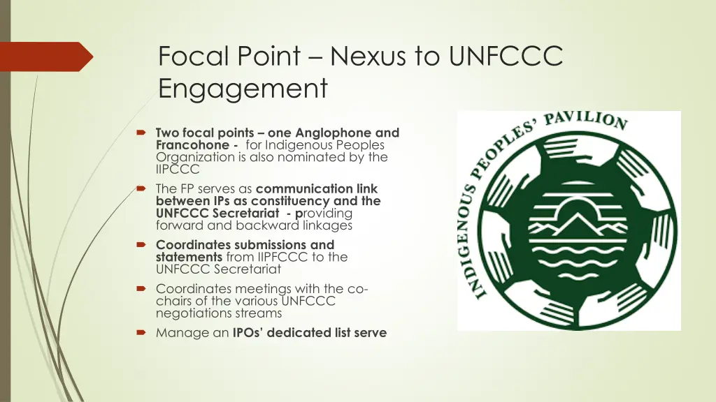 focal point nexus to unfccc engagement