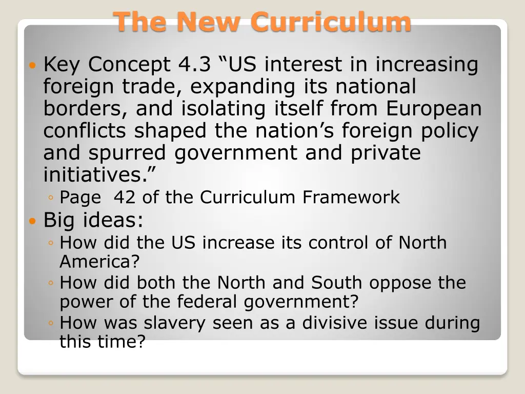 the new curriculum