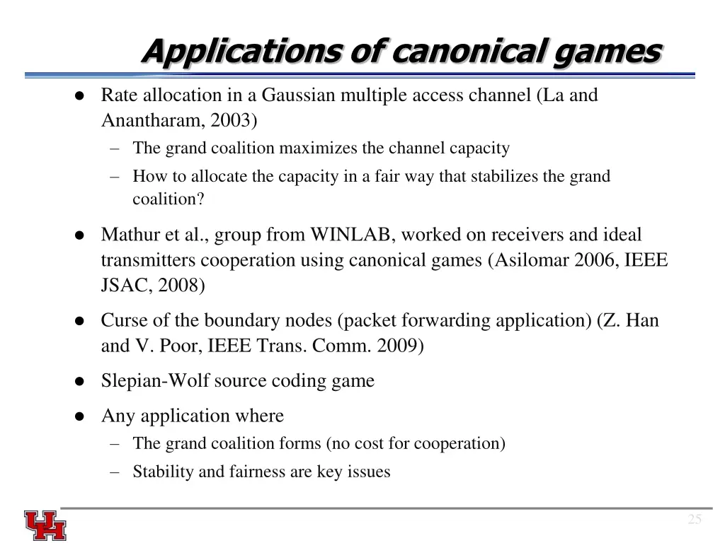 applications of canonical games