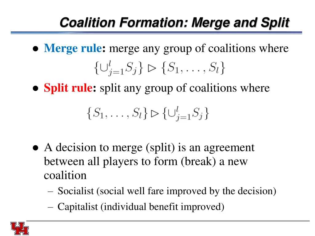 coalition formation merge and split