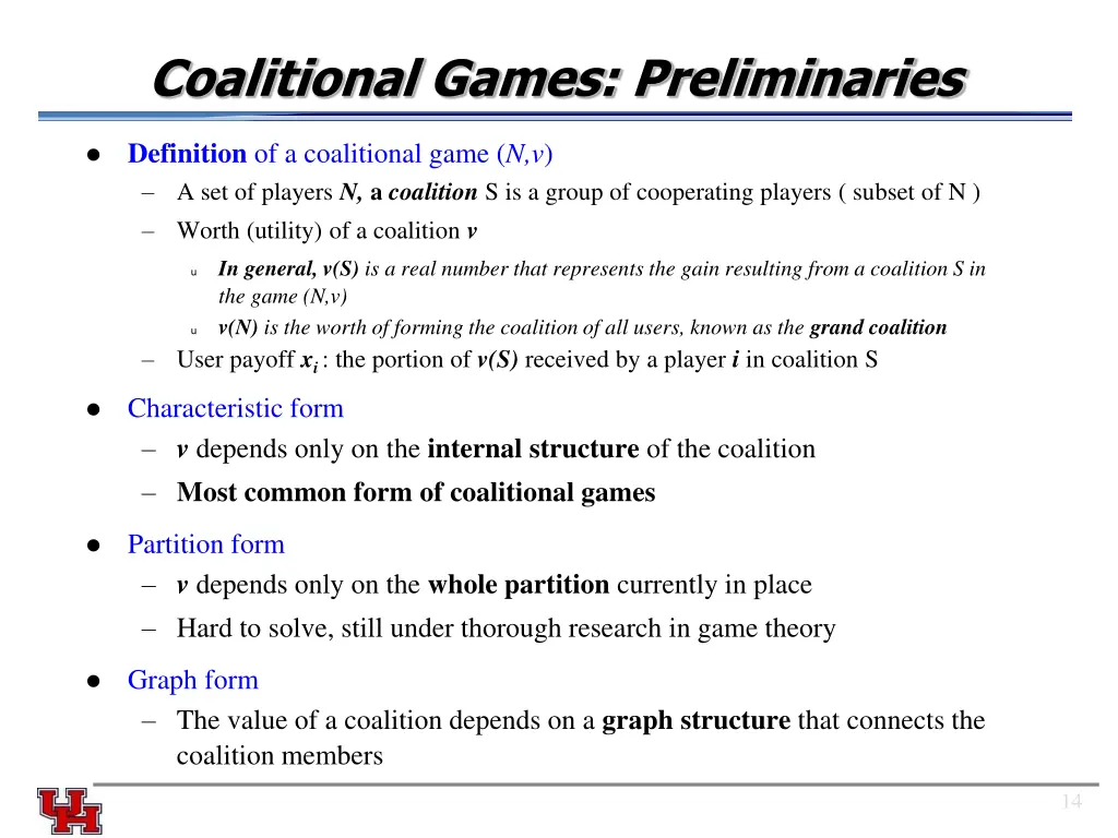 coalitional games preliminaries