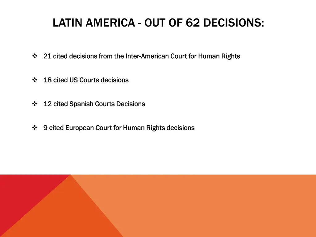 latin america out of 62 decisions