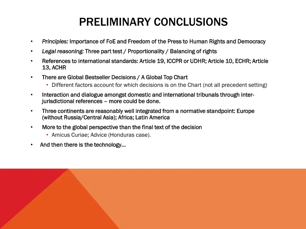 preliminary conclusions