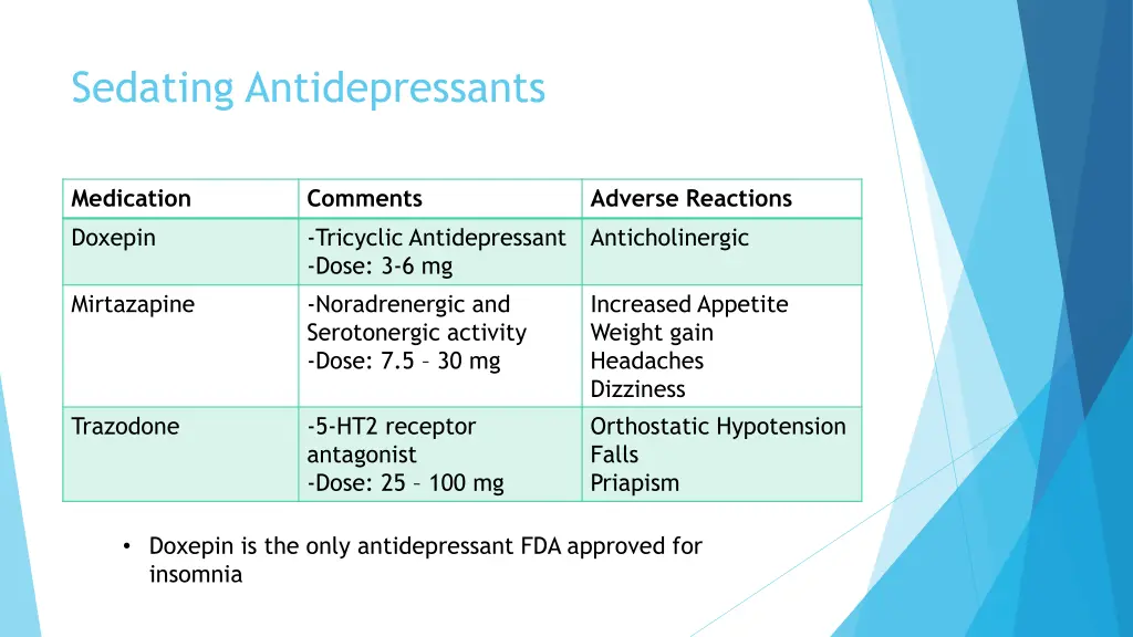 sedating antidepressants